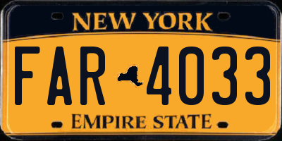 NY license plate FAR4033