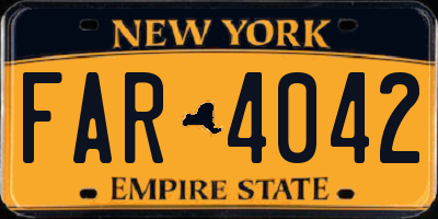 NY license plate FAR4042