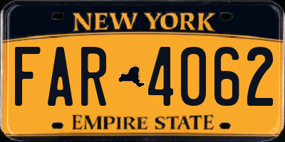 NY license plate FAR4062