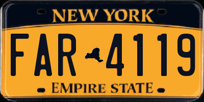 NY license plate FAR4119