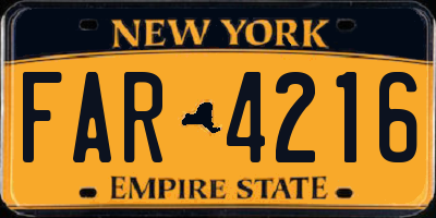 NY license plate FAR4216