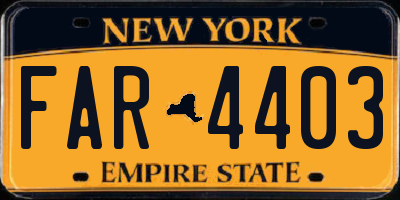 NY license plate FAR4403