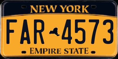 NY license plate FAR4573