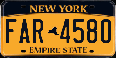NY license plate FAR4580