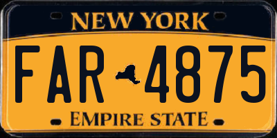 NY license plate FAR4875