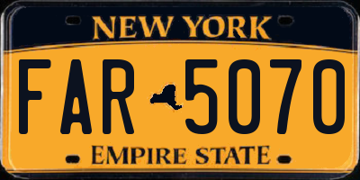 NY license plate FAR5070