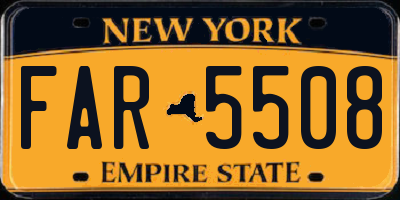 NY license plate FAR5508