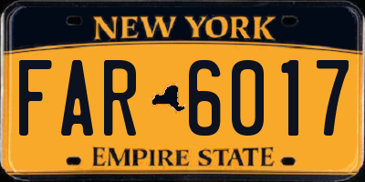 NY license plate FAR6017