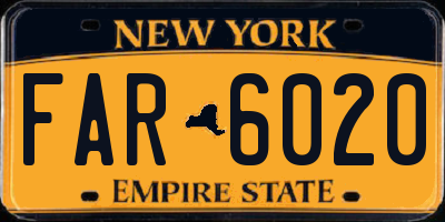 NY license plate FAR6020
