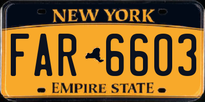 NY license plate FAR6603