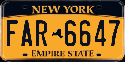 NY license plate FAR6647