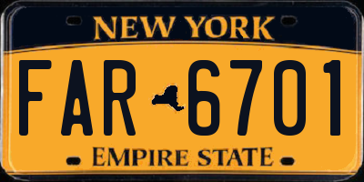 NY license plate FAR6701