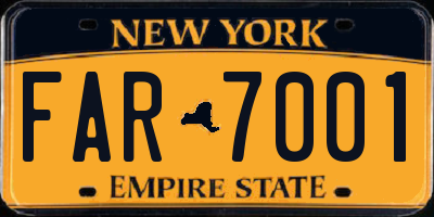 NY license plate FAR7001