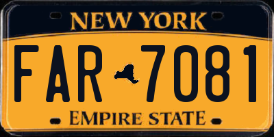 NY license plate FAR7081