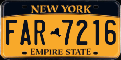NY license plate FAR7216