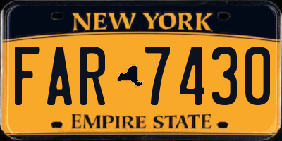 NY license plate FAR7430