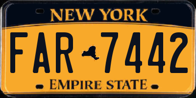 NY license plate FAR7442
