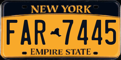 NY license plate FAR7445