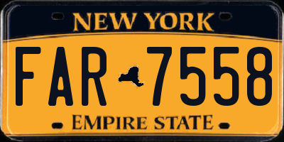 NY license plate FAR7558