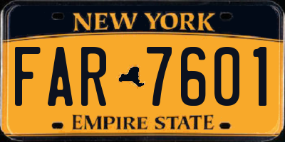 NY license plate FAR7601
