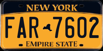 NY license plate FAR7602