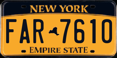 NY license plate FAR7610