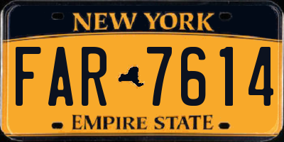 NY license plate FAR7614