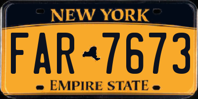 NY license plate FAR7673