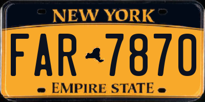 NY license plate FAR7870