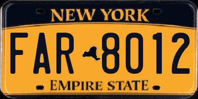 NY license plate FAR8012