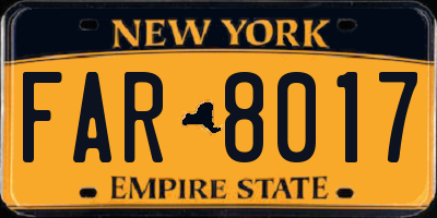 NY license plate FAR8017