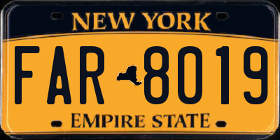 NY license plate FAR8019