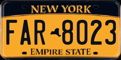 NY license plate FAR8023
