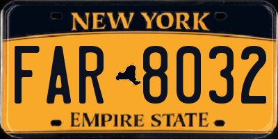 NY license plate FAR8032