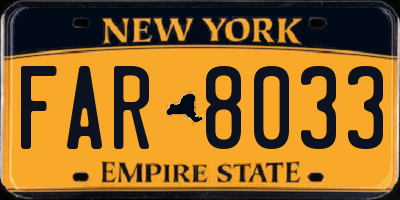 NY license plate FAR8033