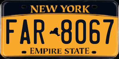 NY license plate FAR8067