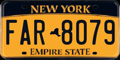 NY license plate FAR8079