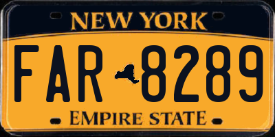 NY license plate FAR8289