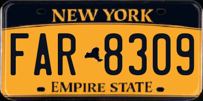 NY license plate FAR8309