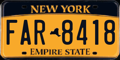 NY license plate FAR8418