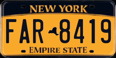 NY license plate FAR8419