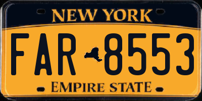 NY license plate FAR8553