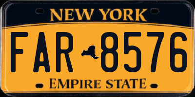 NY license plate FAR8576