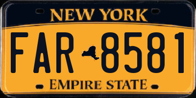NY license plate FAR8581