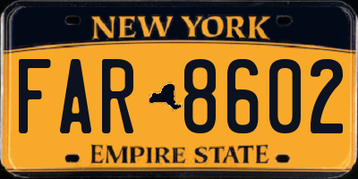 NY license plate FAR8602