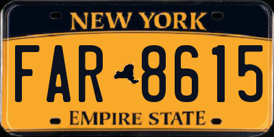 NY license plate FAR8615