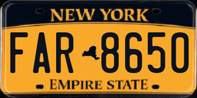 NY license plate FAR8650