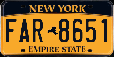 NY license plate FAR8651