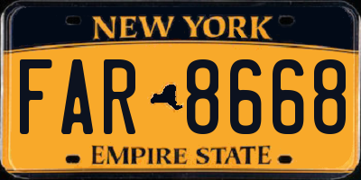 NY license plate FAR8668