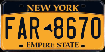 NY license plate FAR8670